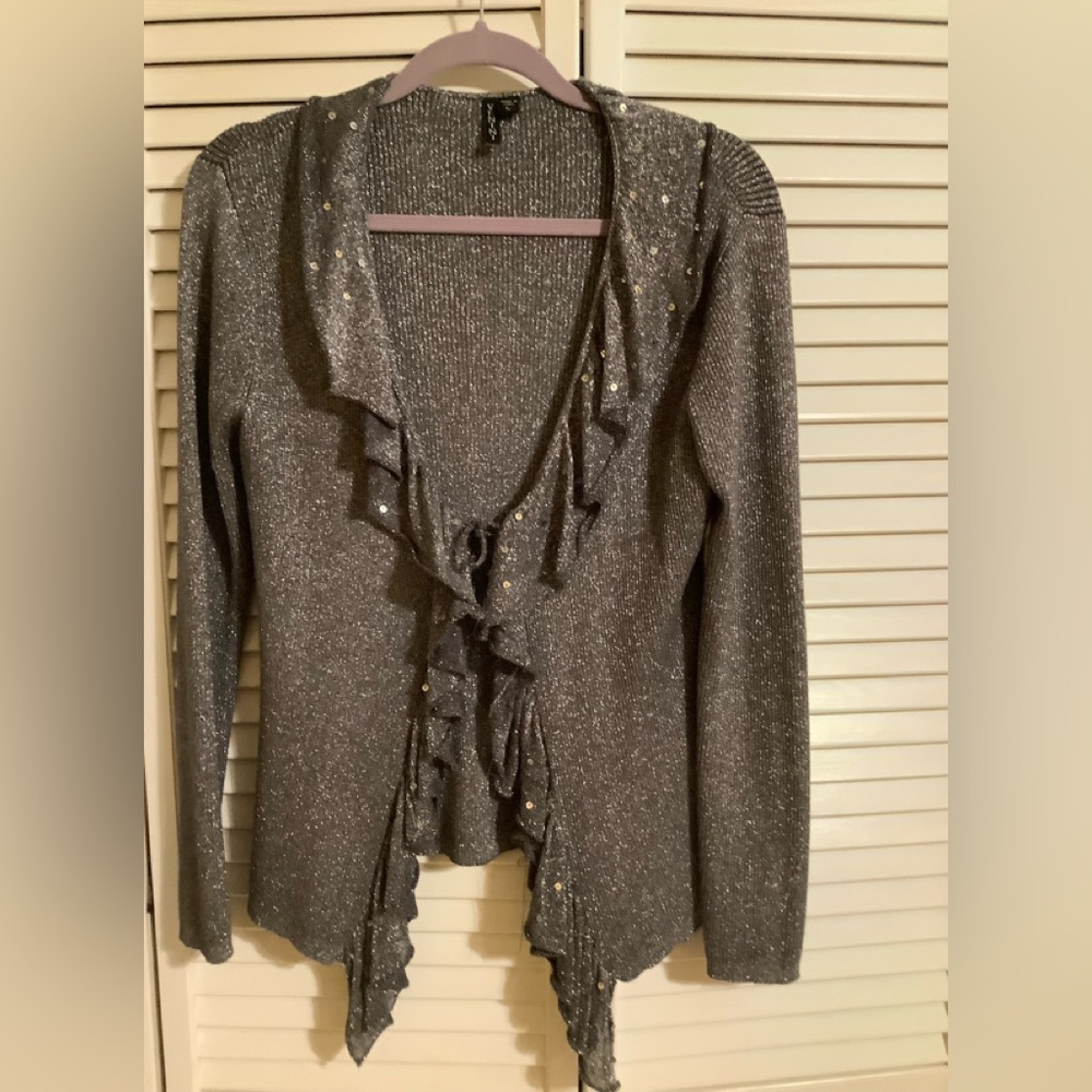 Silver metallic and sequin sweater